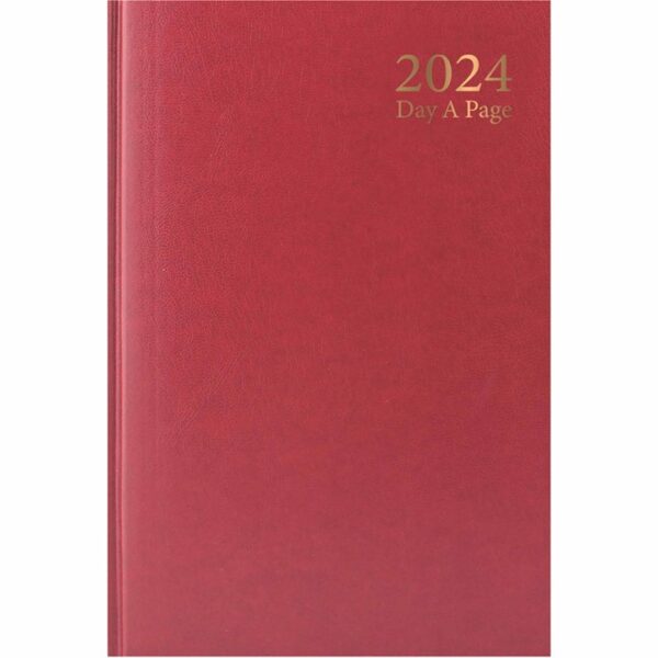 Dark Red Hardback Day To View A6 Diary 2024
