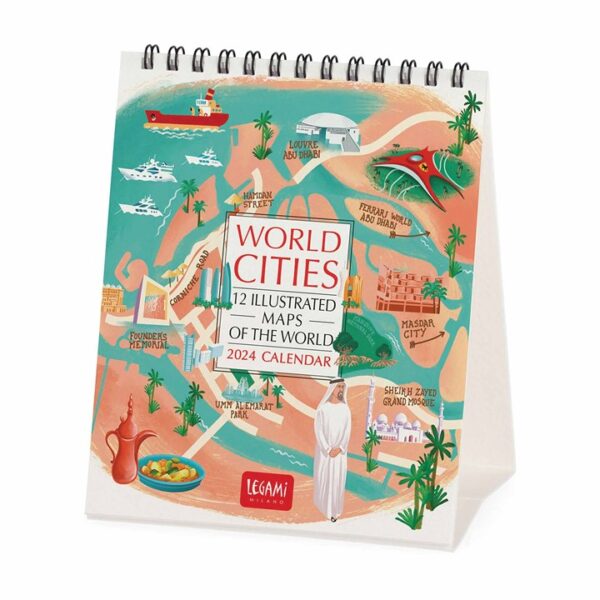 World Cities Easel Desk Calendar 2024